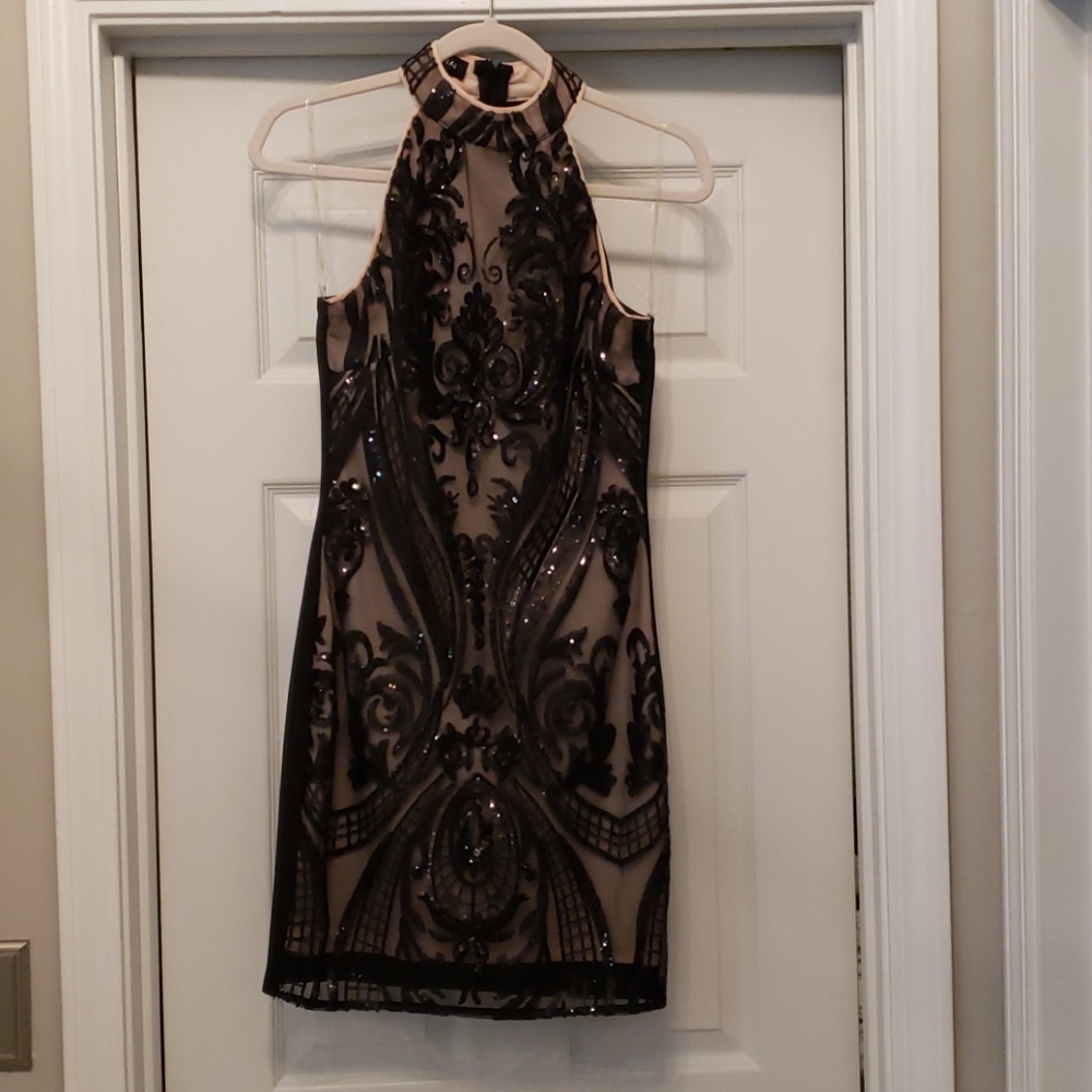 Sequin high neck mini dress size 4